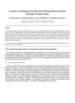 Cognitive Architecture for Decision-Making Based on Brain Principles
  Programming
