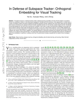 In Defense of Subspace Tracker: Orthogonal Embedding for Visual Tracking