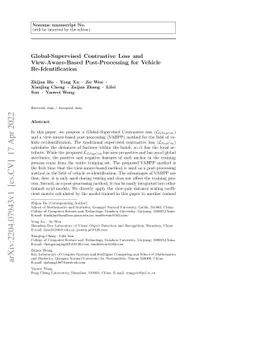 Global-Supervised Contrastive Loss and View-Aware-Based Post-Processing
  for Vehicle Re-Identification
