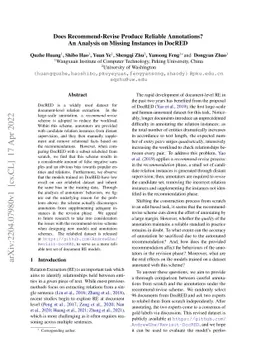 Does Recommend-Revise Produce Reliable Annotations? An Analysis on
  Missing Instances in DocRED