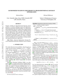 Randomized Maximum Likelihood via High-Dimensional Bayesian Optimization