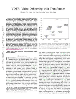 VDTR: Video Deblurring with Transformer