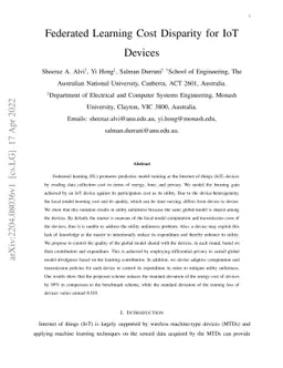 Federated Learning Cost Disparity for IoT Devices