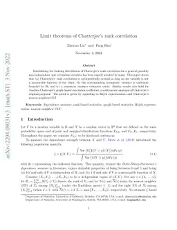 Limit theorems of Chatterjee's rank correlation