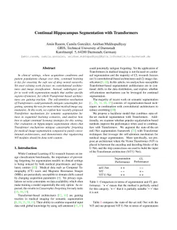 Continual Hippocampus Segmentation with Transformers