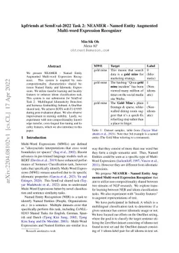 kpfriends at SemEval-2022 Task 2: NEAMER -- Named Entity Augmented
  Multi-word Expression Recognizer