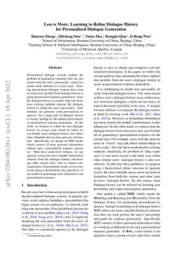 Less is More: Learning to Refine Dialogue History for Personalized
  Dialogue Generation