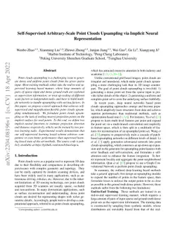 Self-Supervised Arbitrary-Scale Point Clouds Upsampling via Implicit
  Neural Representation