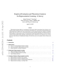 Empirical Evaluation and Theoretical Analysis for Representation
  Learning: A Survey