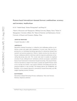 Feature-based intermittent demand forecast combinations: bias, accuracy
  and inventory implications