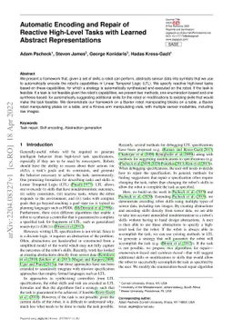 Automatic Encoding and Repair of Reactive High-Level Tasks with Learned
  Abstract Representations