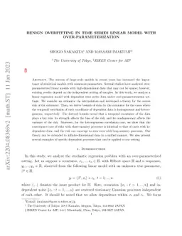 Benign Overfitting in Time Series Linear Models with Over-Parameterization