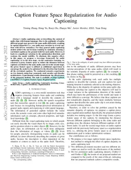 Caption Feature Space Regularization for Audio Captioning