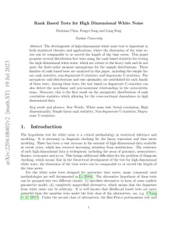 Rank Based Tests for High Dimensional White Noise