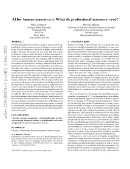 AI for human assessment: What do professional assessors need?