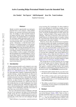 Active Learning Helps Pretrained Models Learn the Intended Task