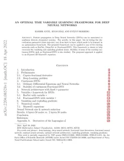 An Optimal Time Variable Learning Framework for Deep Neural Networks