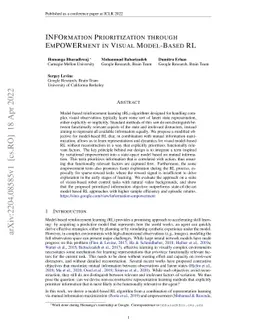 INFOrmation Prioritization through EmPOWERment in Visual Model-Based RL