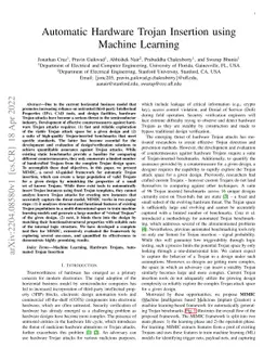 Automatic Hardware Trojan Insertion using Machine Learning