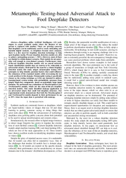 Metamorphic Testing-based Adversarial Attack to Fool Deepfake Detectors