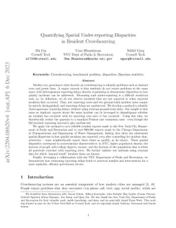 Quantifying Spatial Under-reporting Disparities in Resident
  Crowdsourcing