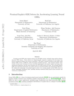 Proximal Implicit ODE Solvers for Accelerating Learning Neural ODEs