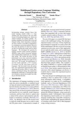 Multilingual Syntax-aware Language Modeling through Dependency Tree
  Conversion