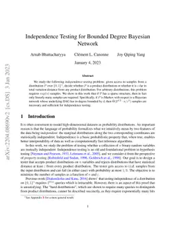 Independence Testing for Bounded Degree Bayesian Network