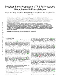 Bodyless Block Propagation: TPS Fully Scalable Blockchain with
  Pre-Validation