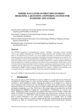 Where Was COVID-19 First Discovered? Designing a Question-Answering
  System for Pandemic Situations
