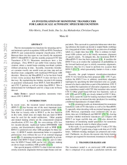 An Investigation of Monotonic Transducers for Large-Scale Automatic
  Speech Recognition
