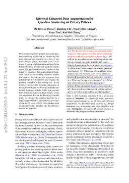 Retrieval Enhanced Data Augmentation for Question Answering on Privacy
  Policies