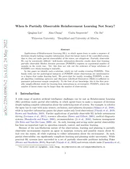 When Is Partially Observable Reinforcement Learning Not Scary?