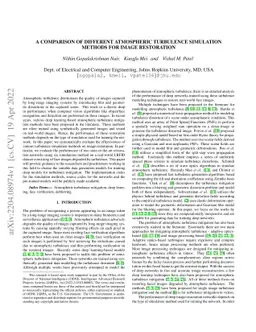 A comparison of different atmospheric turbulence simulation methods for
  image restoration