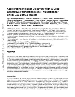Accelerating Inhibitor Discovery With A Deep Generative Foundation
  Model: Validation for SARS-CoV-2 Drug Targets