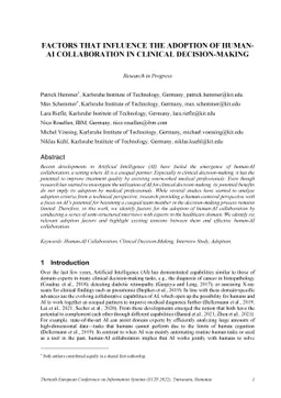 Factors that influence the adoption of human-AI collaboration in
  clinical decision-making