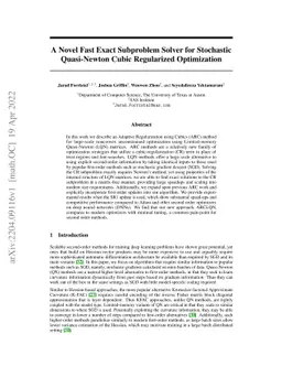 A Novel Fast Exact Subproblem Solver for Stochastic Quasi-Newton Cubic
  Regularized Optimization