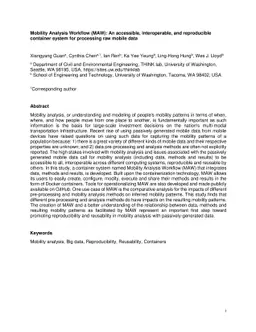 Mobility Analysis Workflow (MAW): An accessible, interoperable, and
  reproducible container system for processing raw mobile data