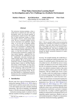 What Makes Instruction Learning Hard? An Investigation and a New
  Challenge in a Synthetic Environment