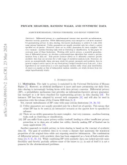 Private measures, random walks, and synthetic data