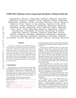 NTIRE 2022 Challenge on Stereo Image Super-Resolution: Methods and
  Results