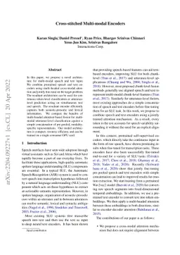 Cross-stitched Multi-modal Encoders