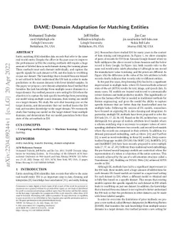 DAME: Domain Adaptation for Matching Entities