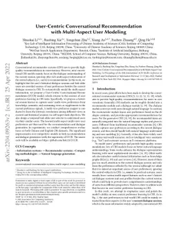 User-Centric Conversational Recommendation with Multi-Aspect User
  Modeling
