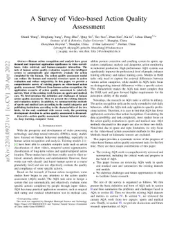 A Survey of Video-based Action Quality Assessment