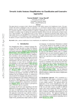 Towards Arabic Sentence Simplification via Classification and Generative
  Approaches