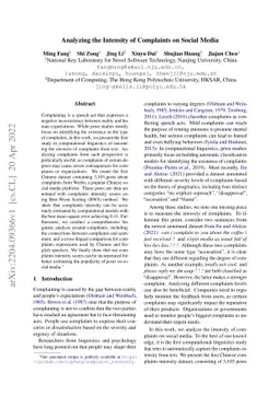 Analyzing the Intensity of Complaints on Social Media
