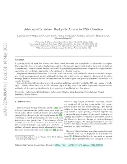 Adversarial Scratches: Deployable Attacks to CNN Classifiers