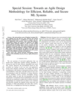 Special Session: Towards an Agile Design Methodology for Efficient,
  Reliable, and Secure ML Systems