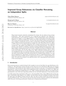 Improved Group Robustness via Classifier Retraining on Independent
  Splits